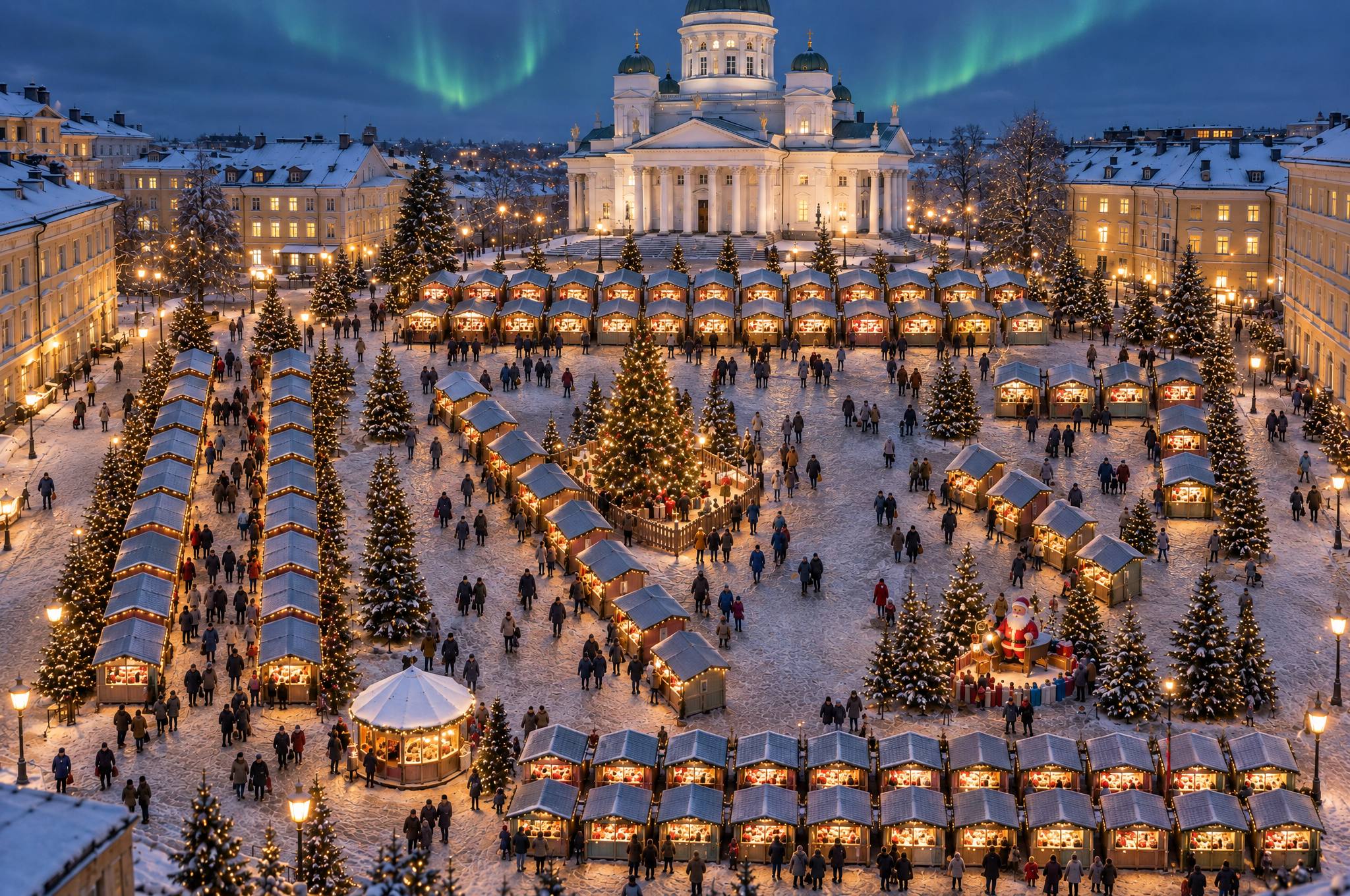 Senaatintori Christmas market from above at night